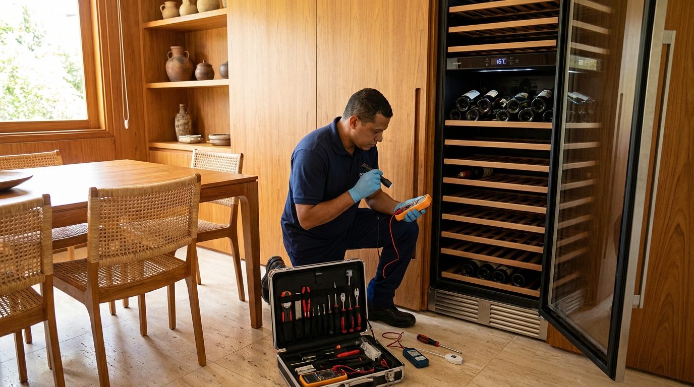 Substituição do termostato de uma adega climatizada no Centro, Bauru‑SP